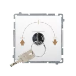 Simon Basic WMUL-0K04xx-1011 Łącznik roletowy z kluczem, 3 pozycyjny, „I-0-II” 2 styki N/O. Możliwość wyjęcia klucza w każdej pozycji; biały