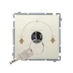 Simon Basic WMUL-0K04Px-9011 Łącznik chwilowy roletowy z kluczem, 3 pozycyjny, „I-0-II" 2 styki N/O. Możliwość wyjęcia klucza tylko w pozycji 0; beż