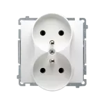 Simon Basic WMUW-00210M-1011 Gniazdo wtyczkowe podwójne z uziemieniem (moduł), Σ16A, 250V~, zaciski śrubowe; biały