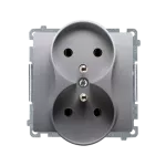 Simon Basic WMUW-00210M-J011 Gniazdo wtyczkowe podwójne z uziemieniem (moduł), Σ16A, 250V~, zaciski śrubowe; stal inox