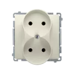 Simon Basic WMUW-00201M-9011 Gniazdo wtyczkowe podwójne bez uziemienia (moduł) z przesłonami torów prądowych, Σ16A, 250V~, zaciski śrubowe; beż