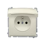 Simon Basic WMUW-50111x-9021 Gniazdo wtyczkowe z uziemieniem (moduł), z przesłonami torów prądowych, bryzgoszczelne IP44, 16A, 250V~, zaciski śrubowe; beż