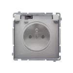 Simon Basic WMUW-53110x-H021 Gniazdo wtyczkowe z uziemieniem, bryzgoszczelne IP44 (moduł) 16A, 250V~, zaciski śrubowe. Klapka transparentna; satynowy