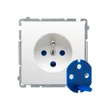 Simon Basic WMUW-01111x-1011 Gniazdo wtyczkowe DATA z uziemieniem i kluczem uprawniającym (moduł) 16A, 250V~, zaciski śrubowe; biały