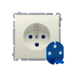 Simon Basic WMUW-01111x-9011 Gniazdo wtyczkowe DATA z uziemieniem i kluczem uprawniającym (moduł) 16A, 250V~, zaciski śrubowe; beż