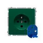 Simon Basic WMUW-01111x-Z011 Gniazdo wtyczkowe DATA z uziemieniem i kluczem uprawniającym (moduł) 16A, 250V~, zaciski śrubowe; zielone