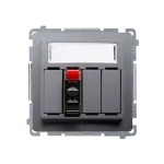 Simon Basic WMUG-01000x-J011 Gniazdo głośnikowe 1-krotne z polem opisowym (moduł). Przekrój przew. dla wejścia i wyjścia 2,5 mm2. Mocowanie na łapki i wkręty; stal inox