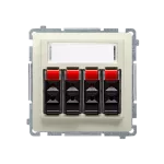 Simon Basic WMUG-04000x-9011 Gniazdo głośnikowe 4-krotne z polem opisowym (moduł). Do podłączenia 4 kolumn głośnikowych. Mocowanie gniazda na łapki i wkręty; beż