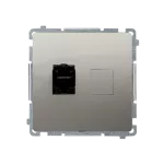 Simon Basic WMUK-0610xx-H011 Gniazdo komputerowe RJ45, kategoria 6, pojedyncze z przesłoną przeciwkurzową (moduł). Montaż na łapki lub wkręty; satynowy