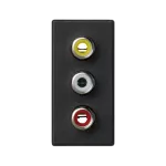 Simon Connect TSC-K105B-14 Płytka K45/2 złącz 3x RCA (CINCH) 22,5x45mm + wkłady; zaciski śrubowe; czarny