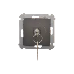 Simon 54 WMDL-0K01xx-046 Łącznik na kluczyk jednobiegunowy (moduł) 2 pozycyjny „0-I” styk N/O, 5 A, 250~. Możliwość wyjęcia klucza w każdej pozycji; brąz mat