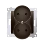 Simon 54 WMDW-00200M-046 Gniazdo wtyczkowe bez uziemienia z przesłonami podwójne (moduł) 16A, 250V~, zaciski śrubowe; brąz mat Do ramek S54 PREMIUM