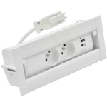 Simon 480 TS48-630E20B00-33 Spinner 2 gn. typ E + ładowarka USB typ A+C; złącze 10 cm przewód; biały