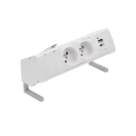 Simon 480 TS48-430E20B00-33 Biurkowy zestaw gniazd 2 gn. typ E + ładowarka USB typ A+C; złącze 10 cm przewód; biały