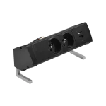 Simon 480 TS48-430E20B00-44 Biurkowy zestaw gniazd 2 gn. typ E + ładowarka USB typ A+C; złącze 10 cm przewód; czarny