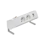 Simon 480 TS48-430E20B00-30 Biurkowy zestaw gniazd 2 gn. typ E + ładowarka USB typ A+C; złącze 10 cm przewód; aluminium-biały