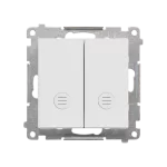Simon 55 WMDL-TW6-2L2X-114 Łącznik schodowy podwójny z podświetleniem bez piktogramu – osobne podświetlenie dla każdego klawisza (moduł) 10 AX, 250 V~, szybkozłącza; Jasnoszary mat