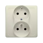 Simon Basic WMBW-102101-9011 Gniazdo wtyczkowe z uziemieniem podwójne, z funkcją niezmienności faz, 16A, 250V~, zaciski śrubowe. Kompletne - nie do ramek; beż