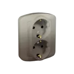 Simon Akord WMAW-12210x-H012 Gniazdo wtyczkowe podwójne z uziemieniem typu Schuko, Σ16A, 250V~, zaciski śrubowe; satynowy