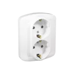 Simon Akord WMAW-12211x-1012 Gniazdo wtyczkowe podwójne z uziemieniem typu Schuko, z przesłonami torów prądowych, Σ16A, 250V~, zaciski śrubowe; biały