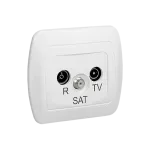 Simon Akord WMAA-43018x-1013 Gniazdo antenowe R-TV-SAT końcowe. Może być użyte jako gniazdo zakończeniowe do gniazd przelotowych R-TV-SAT; biały