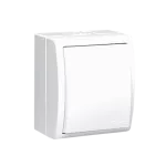 Simon Aquarius WMQL-311xxx-1011 Łącznik jednobiegunowy bryzgoszczelny IP54 z podświetleniem, 10AX, 250V~, zaciski śrubowe; biały