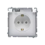 Simon Basic WMBW-73111x-1011 Gniazdo wtyczkowe Schuko do wersji IP44 (moduł) 16A, 250V~, zaciski śrubowe; biały. Klapka transparentna