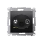 Simon 54 WMDA-07xxxx-049 Gniazdo TV-DATA. Dwa porty wyjściowe typu "F" (moduł). Częstotliwość dla wejścia 5-1000 MHz; czarny