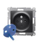 Simon 54 WMDW-01111x-049 Gniazdo DATA z kluczem uprawniającym (moduł) 16A, 250V~, zaciski śrubowe; czarny