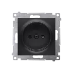 Simon 54 WMDW-00101x-049 Gniazdo wtyczkowe bez uziemienia z przesłonami (moduł) 16A, 250V~, zaciski śrubowe; czarny