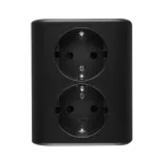 Simon 54 WMEW-12211N-049 Gniazdo podwójne Schuko podtynkowe z przesłonami torów prądowych wersja skandynawska 16A, 250V~, zaciski śrubowe; czarny