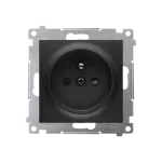Simon 54 WMDW-00111x-049 Gniazdo wtyczkowe z uziemieniem i przesłonami (moduł) 16A, 250V~, zaciski śrubowe; czarny