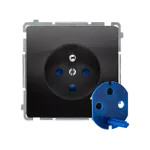 Simon Basic WMUW-01111x-Y011 Gniazdo wtyczkowe DATA z uziemieniem i kluczem uprawniającym (moduł) 16A, 250V~, zaciski śrubowe; czarny