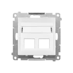 Simon 55 WMDA-P97xx7-111 Pokrywa gniazd teleinformatycznych na Keystone skośna podwójna z polem opisowym (moduł); Biały mat