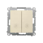 Simon 55 WMDL-0P1xx7-144 Przycisk podwójny zwierny bez piktogramu – osobne podświetlenie dla każdego klawisza (moduł) 10 AX, 250 V~, szybkozłącza. Dostępne tylko jako wersja IP20; Szampański mat