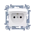 Simon 10 WC-GZ1Bxxx-01-11xx Gniazdo wtyczkowe z uziemieniem do wersji IP44 z uszczelką - klapka w kolorze pokrywy (moduł) 16A, 250V~, zaciski śrubowe; biały