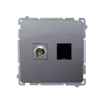 Simon Basic WMUA-0510xx-J011 Gniazdo antenowe typu "F" + RJ45 kat.6 (moduł); stal inox