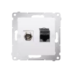 Simon 54 WMDA-0510xx-011 Gniazdo antenowe typu "F" + RJ45 kat.6 (moduł); biały