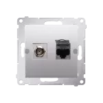Simon 54 WMDA-0510xx-043 Gniazdo antenowe typu "F" + RJ45 kat.6 (moduł); srebrny mat