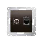 Simon 54 WMDA-0510xx-046 Gniazdo antenowe typu "F" + RJ45 kat.6 (moduł); brąz mat
