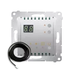 Simon 54 WMDR-14xxx1-043 Regulator temperatury z wyświetlaczem z czujnikiem zewnętrznym (moduł) 16(2) A, 230V~; srebrny mat W komplecie czujnik zewnętrzny (sonda)