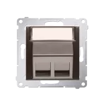 Simon 54 WMDK-P2x2xx-046 Pokrywa gniazd teleinformatycznych na Keystone skośna podwójna z polem opisowym (moduł). Montaż na łapki i wkręty; brąz mat