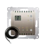 Simon 54 WMDR-14xxx1-044 Regulator temperatury z wyświetlaczem z czujnikiem zewnętrznym (moduł) 16(2) A, 230V~; złoty mat W komplecie czujnik zewnętrzny (sonda)