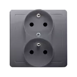 Simon Basic WMBW-102101-J011 Gniazdo wtyczkowe z uziemieniem podwójne, z funkcją niezmienności faz, 16A, 250V~, zaciski śrubowe. Kompletne - nie do ramek; stal inox
