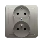 Simon Basic WMBW-102101-H011 Gniazdo wtyczkowe z uziemieniem podwójne, z funkcją niezmienności faz, 16A, 250V~, zaciski śrubowe. Kompletne - nie do ramek; satynowy