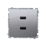 Simon Basic WB-MC2USBx-01-21Bx Ładowarka 2 x USB (moduł), 2.1 A, 5V DC, 230V; stal inox