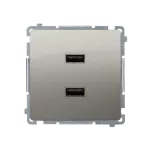 Simon Basic WB-MC2USBx-01-29Bx Ładowarka 2 x USB (moduł), 2.1 A, 5V DC, 230V; satynowy