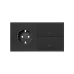 Simon 100 W100-10020204x-238 Panel 2-krotny: gniazdo Schuko + 2 klawisze; czarny mat