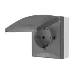 Simon Aquaclick WA-CGSZ1Cx-xx-16xx Gniazdo wtyczkowe natynkowe, Schuko, pojedyncze, klapka w kolorze pokrywy, IP44, 16A, 250V~, szybkozłącza; szary *Dostępny do wyczerpania stanów magazynowych