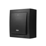 Simon Aquaclick WA-CW2Lxxx-xx-49xx Łącznik dwubiegunowy natynkowy z podświetleniem, IP44, 10AX, 250V~, zaciski śrubowe; czarny